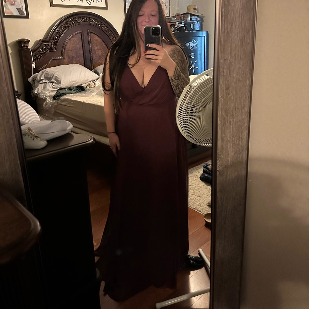 spaghetti strap full skirt bridesmaid dress